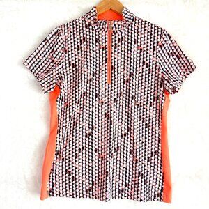 TAIL White Label Geometric Mesh Panel Golf Tennis 1/4 Zip Mock Top Womens S